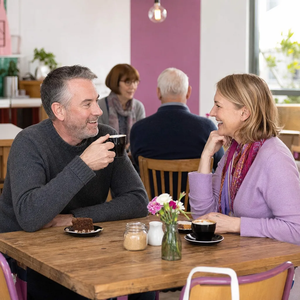 People chatting at a relaxed public venue in Hereford
